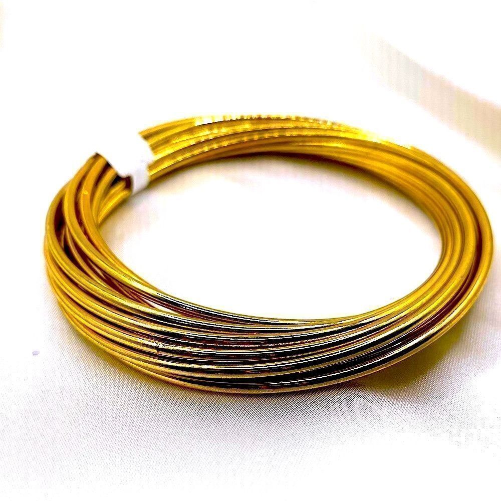 gold tone steel multiple hoops spiral bangle bracelet